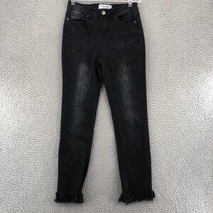 Velvet Heart Jeans Womens 27 Debbie Black Girlfriend Slim Distressed Denim Fray
